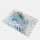 Jumping Dolphins Beach House Welcome Mat (Schuin)