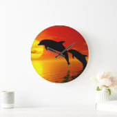 Jumping Dolphins Sunset Wall Clock Grote Klok (Huis)
