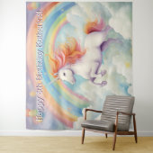 Jumping Eenhoorn Regenboog Meisjes Verjaardag Acht Wandkleed (In situ)