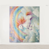 Jumping Eenhoorn Regenboog Meisjes Verjaardag Acht Wandkleed (Voorkant)