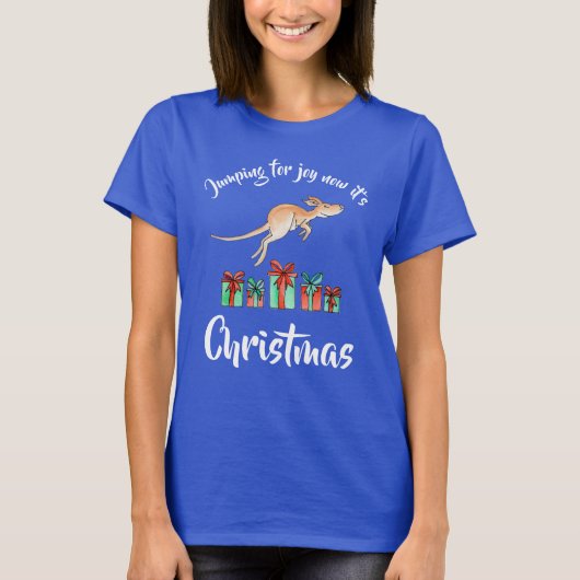 Jumping for joy Kangaroo Kerst T-shirt (Voorkant)
