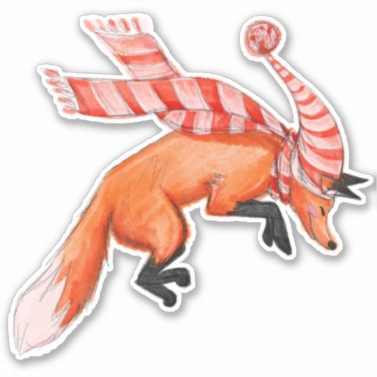 Jumping Fox Sticker (Voorkant)