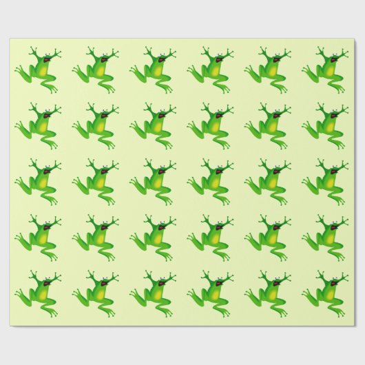 JUMPING GREEN FROG PATTERN CADEAUPAPIER (Vlak)