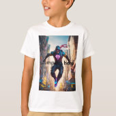 Jumping hero ontwerp Tshirt (Voorkant)