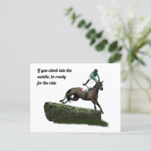 Jumping Horse Jockey in Groen Briefkaart