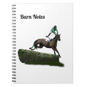 Jumping Horse Jockey In Groene Spiraalvormige Noti Notitieboek