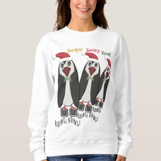 Jumping Jiminy Kerstmis - Funny Penguins Trui (Voorkant)
