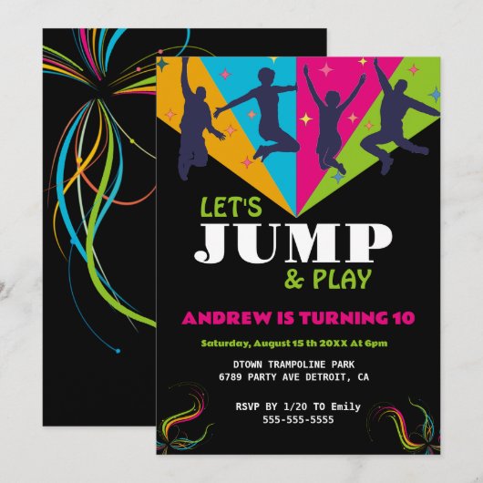 Jumping Jubilatie: Trampoline Park Verjaardag Kaart (Voorkant / Achterkant)