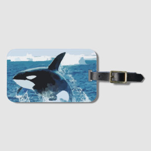 Jumping Killer Whale Abstract Orca Bagagelabel