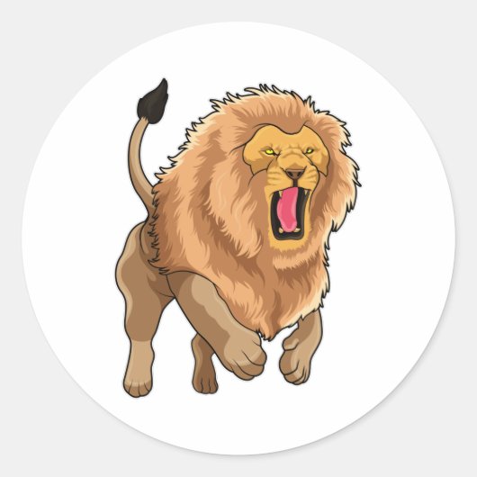 Jumping Lion Ronde Sticker (Voorkant)