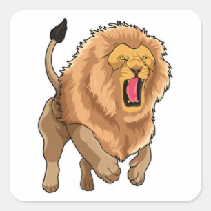 Jumping Lion Vierkante Sticker