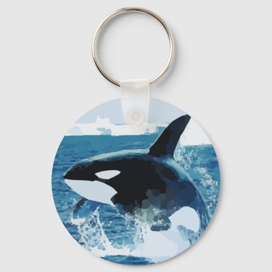 Jumping Orca Killer Whale Illustratie Sleutelhanger (Voorkant)