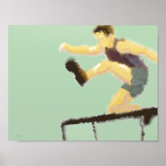Jumping over Hurdle Art Poster (Voorkant)