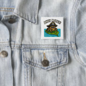 Jumping Pirate Spider Adventure Captain Webbeard Vierkante Button 5,1 Cm (In situ)