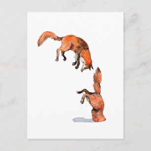 Jumping Red Fox Briefkaart