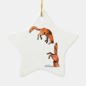 Jumping Red Fox Keramisch Ornament (Voorkant)