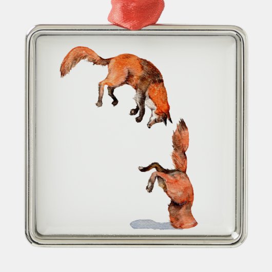 Jumping Red Fox Metalen Ornament (Voorkant)
