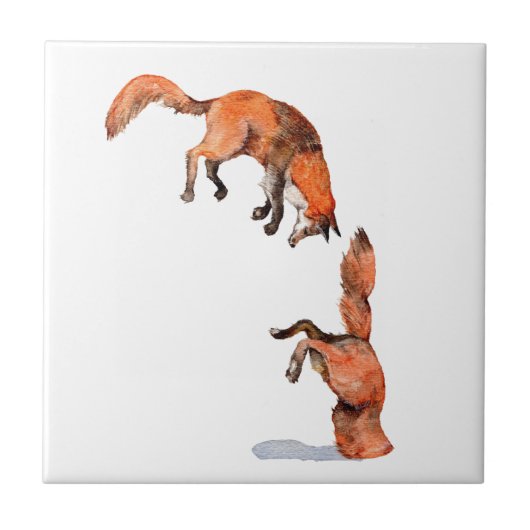 Jumping Red Fox Tegeltje (Voorkant)