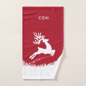 Jumping Reindeer ensemble de serviettes monogramme (Serviette à main)