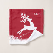 Jumping Reindeer ensemble de serviettes monogramme (Gant de toilette)