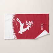 Jumping Reindeer ensemble de serviettes monogramme (Serviette à main)