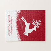Jumping Reindeer puzzle de texte personnalisé (Horizontal)