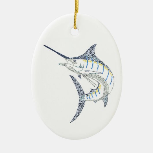Jumping Saltwater Marlin Mosaic Keramisch Ornament (Voorkant)