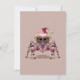 Jumping Spider Pink Christmas Cards Feestdagenkaart