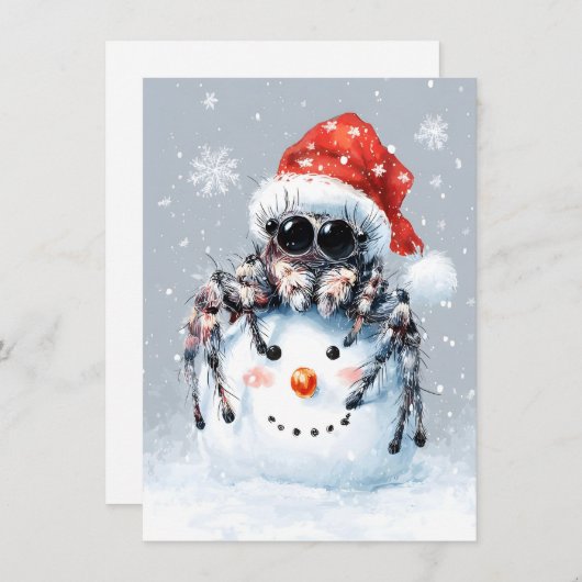 Jumping Spider Snowman Christmas Cards Feestdagenkaart (Voorkant / Achterkant)