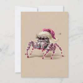 Jumping Spider Wearing Santa Hat Christmas Cards Feestdagenkaart