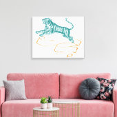 Jumping Tiger Canvas Afdruk (Insitu (Woonkamer))