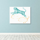 Jumping Tiger Canvas Afdruk (Insitu (Houten vloer))
