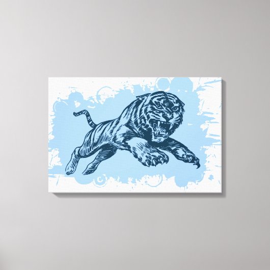 Jumping Tiger Canvas Afdruk (Voorkant)