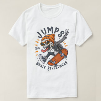 Jumps Skeleton Skateboard Streetwear Design T-shirt