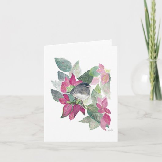 Junco Bird Flowers Card Kaart (Voorkant)