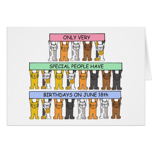 June 18th Birthday Cartoon Cats (Devant horizontal)