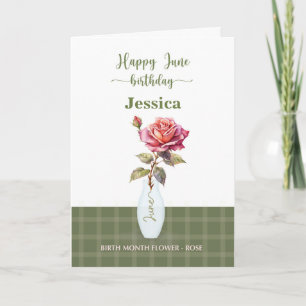 June Birthday Birth Month Flower Roos Kaart