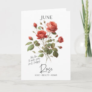 June Birthday Birth Month Flower Roos Kaart