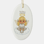 June Birthstone Angel Blonde Keramisch Ornament (Rechts)