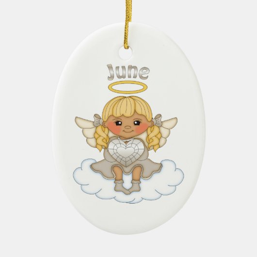 June Birthstone Angel Blonde Keramisch Ornament (Voorkant)