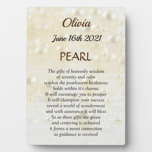 June Birthstone Pearl design Fotoplaat (voorkant)