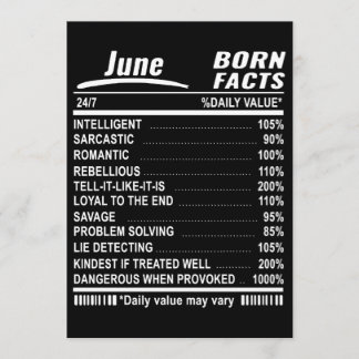 June Born Facts Verjaardag T-shirts Kaart