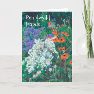  June Garden Birthday Kaart - Welsh Greeting