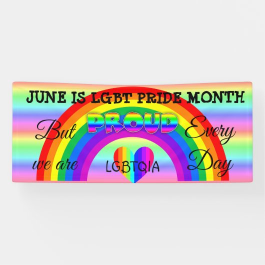 June is LGBT Pride Month Button Spandoek (Horizontaal)