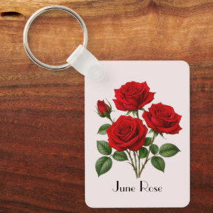 June Roos Bloemen Sleutelhanger
