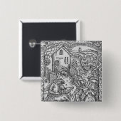 June, schaap shearing, Gemini Vierkante Button 5,1 Cm (Voorkant /achterkant)