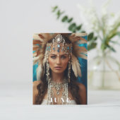 *~ JUNE Vrouw VERJAARDAG PARELS AP53 Boho Briefkaart (Staand voorkant)