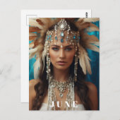 *~ JUNE Vrouw VERJAARDAG PARELS AP53 Boho Briefkaart (Voorkant / Achterkant)