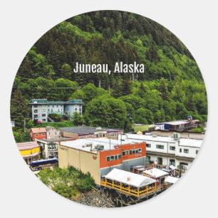 Juneau, Alaska, foto van de stad Ronde Sticker