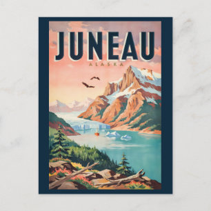 Juneau Alaska Gletsjer Illustratie Reis Kunst Vint Briefkaart